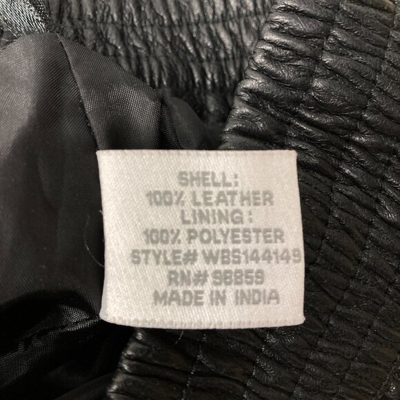 Walter Baker Pleated Black Leather Mini Skirt, Size Medium, Elastic Waist, Lined - Picture 7 of 10